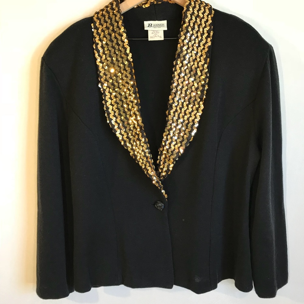 Vintage Gold Sequin Collar Cardigan Sweater